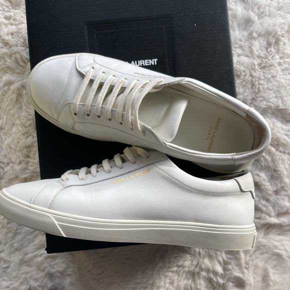 SAINT LAURENT ANDY LOW TOP SNEAKERS IN MOON PLUS. Size 38. - Picture 1 of 12